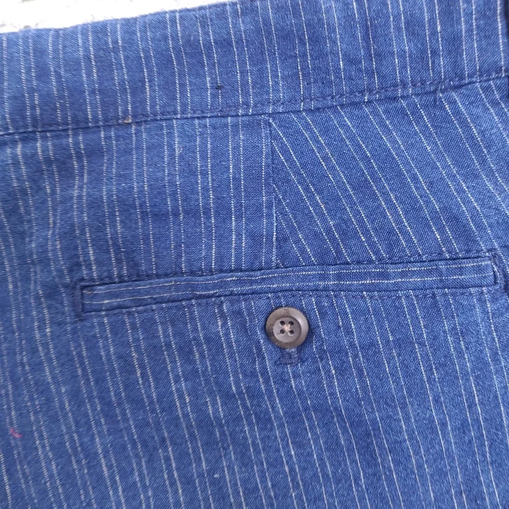 Banana Republic Shorts Mens 37‎ Blue Linen Blend Striped Chino Preppy